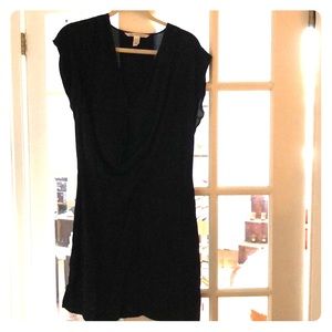 100% Silk, Black DVF Scoop Cowl Neck Dress